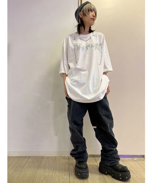 NOVESSEL(ノベセル)の「『NOVESSEL/ノベセル』ラインストーン半袖Tシャツ(Tシャツ/カットソー・レディース・ホワイト/ブラック・FREE)」の12枚目の写真