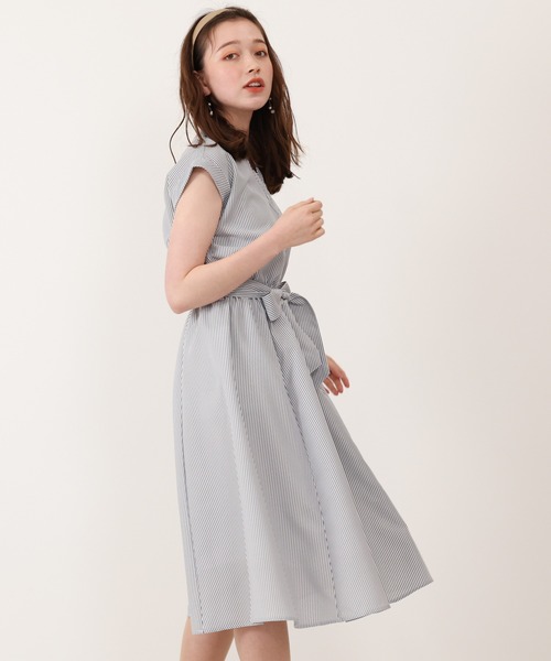 ASTORIA ODIER(アストリアオディール)の「ヘンリーネックストライプワンピース(ワンピース・レディース・ネイビー/ピンク/グリーン/サックスブルー・MEDIUM/SMALL)」の18枚目の写真