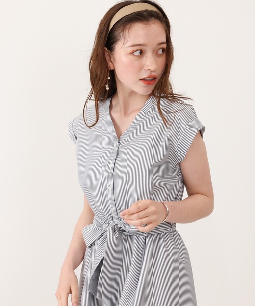 ASTORIA ODIER(アストリアオディール)の「ヘンリーネックストライプワンピース(ワンピース・レディース・ネイビー/ピンク/グリーン/サックスブルー・MEDIUM/SMALL)」の20枚目の写真