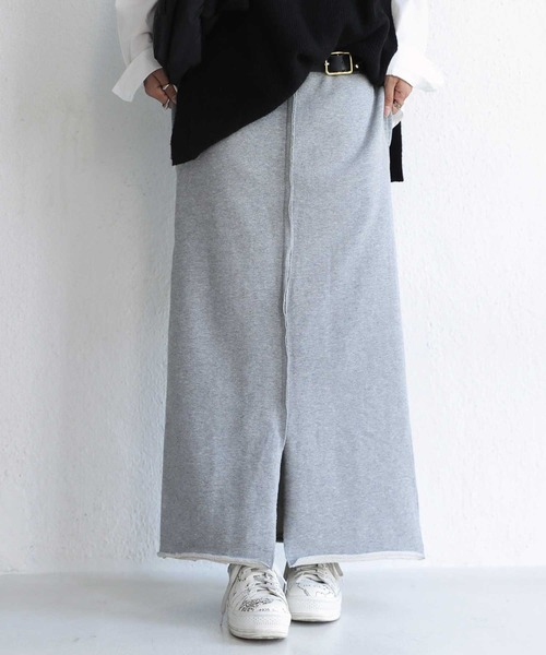 antiqua（アンティカ）の「裏毛センタースリットスカート（スカート・レディース・ブラック/ネイビー/グレー/カーキ・FREE）」の10枚目の写真