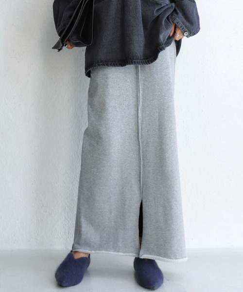 antiqua（アンティカ）の「裏毛センタースリットスカート（スカート・レディース・ブラック/ネイビー/グレー/カーキ・FREE）」の12枚目の写真