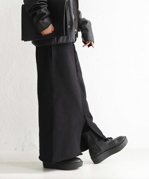 antiqua（アンティカ）の「裏毛センタースリットスカート（スカート・レディース・ブラック/ネイビー/グレー/カーキ・FREE）」の6枚目の写真