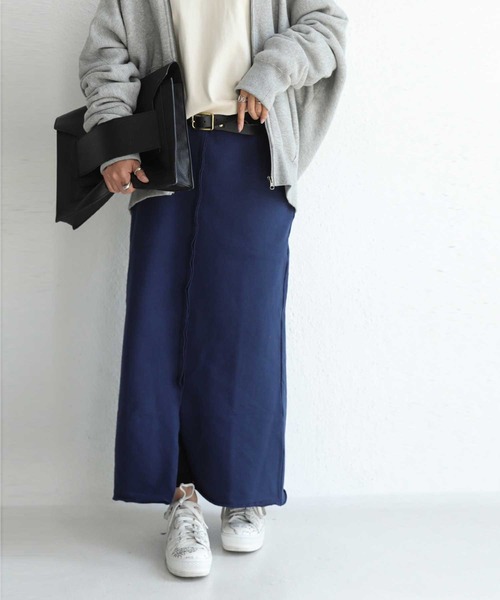 antiqua（アンティカ）の「裏毛センタースリットスカート（スカート・レディース・ブラック/ネイビー/グレー/カーキ・FREE）」の20枚目の写真