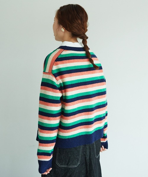 aimer le mieux（エメルミュー）の「aimer ラム/ナイロン 撚杢 クルーネックカーディガン（カーディガン/ボレロ・レディース・ブルー/グリーン/その他/サーモンピンク/キナリ・FREE）」の15枚目の写真