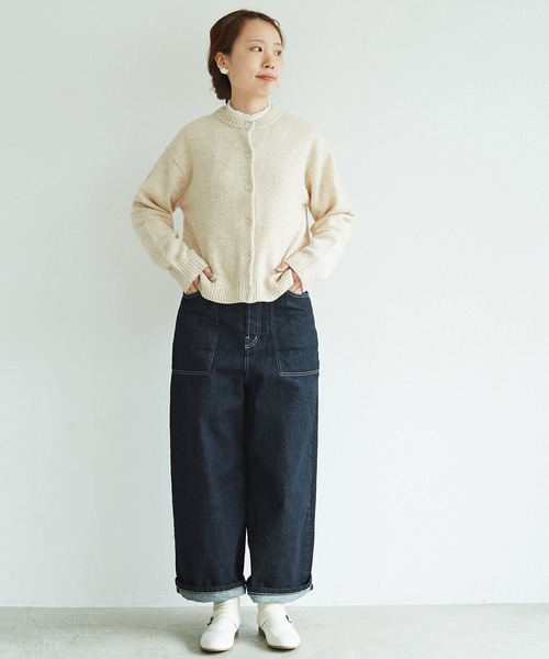 aimer le mieux（エメルミュー）の「aimer ラム/ナイロン 撚杢 クルーネックカーディガン（カーディガン/ボレロ・レディース・ブルー/グリーン/その他/サーモンピンク/キナリ・FREE）」の9枚目の写真