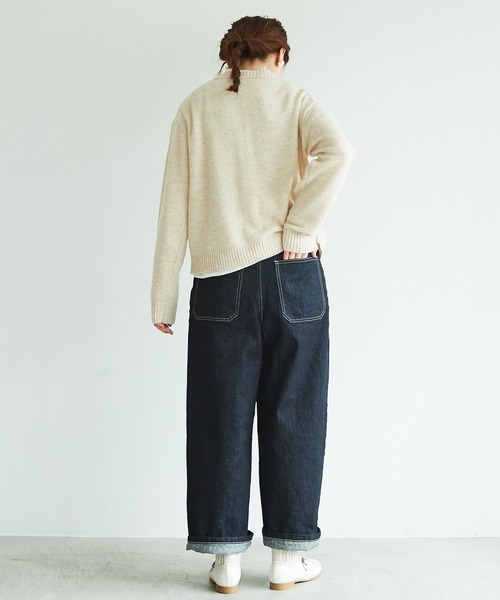 aimer le mieux（エメルミュー）の「aimer ラム/ナイロン 撚杢 クルーネックカーディガン（カーディガン/ボレロ・レディース・ブルー/グリーン/その他/サーモンピンク/キナリ・FREE）」の12枚目の写真