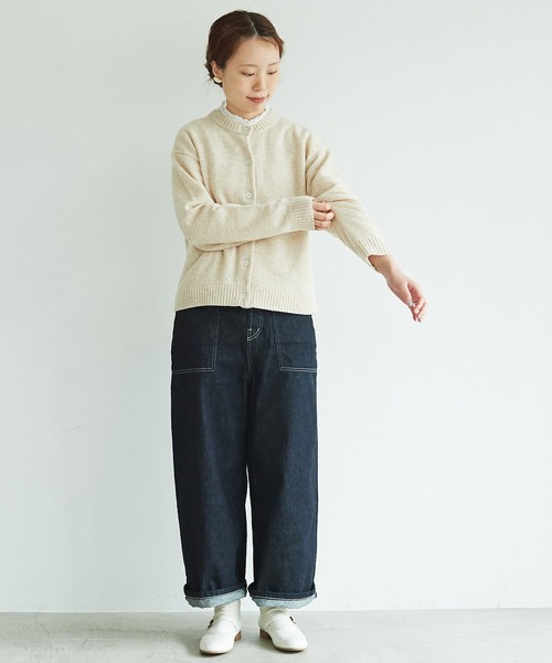 aimer le mieux（エメルミュー）の「aimer ラム/ナイロン 撚杢 クルーネックカーディガン（カーディガン/ボレロ・レディース・ブルー/グリーン/その他/サーモンピンク/キナリ・FREE）」の13枚目の写真