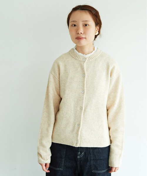 aimer le mieux（エメルミュー）の「aimer ラム/ナイロン 撚杢 クルーネックカーディガン（カーディガン/ボレロ・レディース・ブルー/グリーン/その他/サーモンピンク/キナリ・FREE）」の8枚目の写真