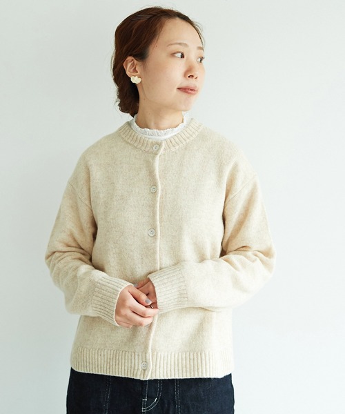 aimer le mieux（エメルミュー）の「aimer ラム/ナイロン 撚杢 クルーネックカーディガン（カーディガン/ボレロ・レディース・ブルー/グリーン/その他/サーモンピンク/キナリ・FREE）」の6枚目の写真