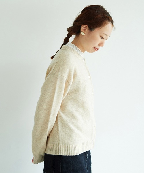 aimer le mieux（エメルミュー）の「aimer ラム/ナイロン 撚杢 クルーネックカーディガン（カーディガン/ボレロ・レディース・ブルー/グリーン/その他/サーモンピンク/キナリ・FREE）」の7枚目の写真