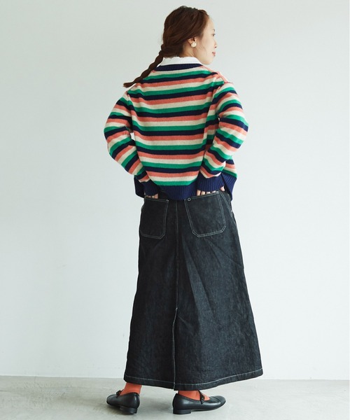 aimer le mieux（エメルミュー）の「aimer ラム/ナイロン 撚杢 クルーネックカーディガン（カーディガン/ボレロ・レディース・ブルー/グリーン/その他/サーモンピンク/キナリ・FREE）」の20枚目の写真