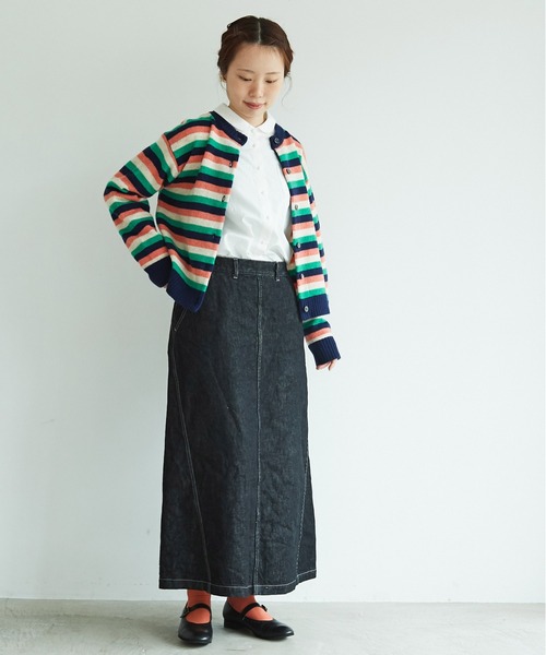 aimer le mieux（エメルミュー）の「aimer ラム/ナイロン 撚杢 クルーネックカーディガン（カーディガン/ボレロ・レディース・ブルー/グリーン/その他/サーモンピンク/キナリ・FREE）」の21枚目の写真