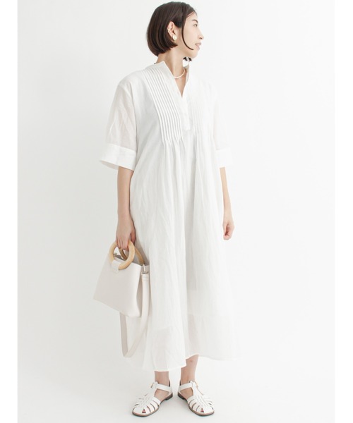 Lugnoncure（ルノンキュール）の「ピンタックワンピース（ワンピース・レディース・オフホワイト/ブルー/ブラック・ﾌﾘ-）」の4枚目の写真