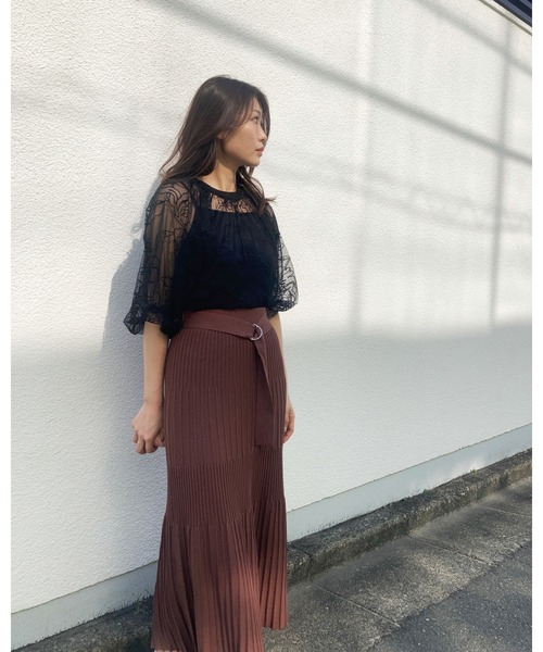 Brownie(ブラウニー)の「Brownie インナーSET フラワーチュール バルーンシアーブラウス(シャツ/ブラウス・レディース・ブラック/ブラウン/アイボリー/グレイッシュブルー・FREE)」の3枚目の写真