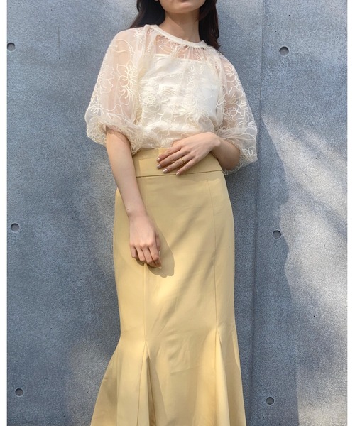 Brownie(ブラウニー)の「Brownie インナーSET フラワーチュール バルーンシアーブラウス(シャツ/ブラウス・レディース・ブラック/ブラウン/アイボリー/グレイッシュブルー・FREE)」の12枚目の写真