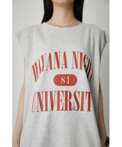 AZUL by moussy（アズールバイマウジー）の「COLLEGE PRINT SLEEVELESS TOPS/カレッジプリントスリーブレストップス（タンクトップ・レディース・チャコールグレー/ベージュ/杢グレー・FREE）」の20枚目の写真