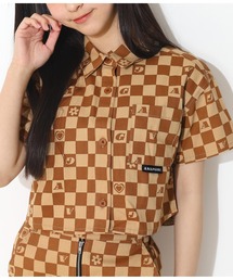 ANAP GｉRL | モチーフチェッカー柄ショートシャツ【セットアップ着用可】(シャツ/ブラウス)