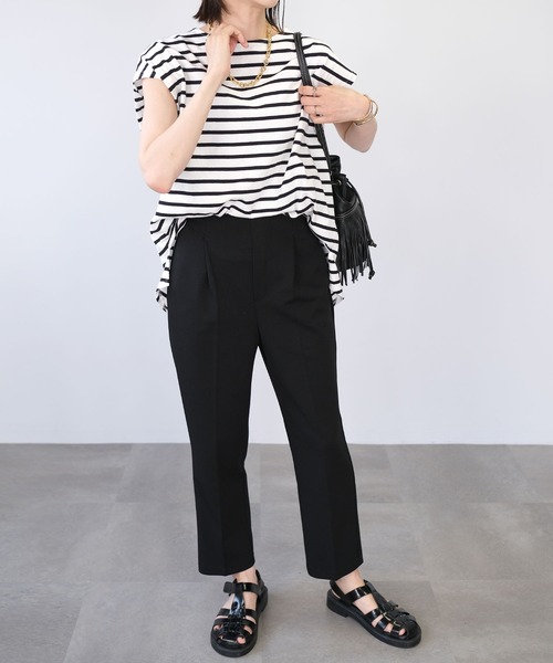 ＡＮＤＪ（アンドジェイ）の「ジョーゼットテーパードパンツ（スラックス・レディース・ブラック/ブルー/ベージュ系その他・M）」の4枚目の写真