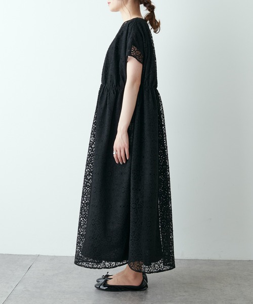 PUAL CE CIN（ピュアルセシン）の「清潔感と品の良さが漂う華やぎレースワンピース（ワンピース・レディース・ブラック/アイボリー・FREE）」の13枚目の写真