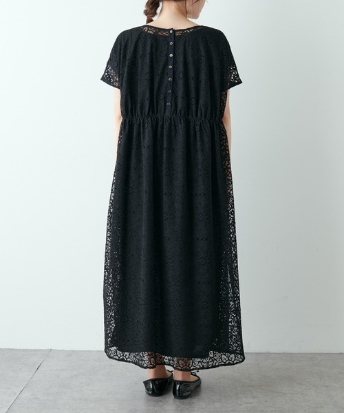 PUAL CE CIN（ピュアルセシン）の「清潔感と品の良さが漂う華やぎレースワンピース（ワンピース・レディース・ブラック/アイボリー・FREE）」の14枚目の写真