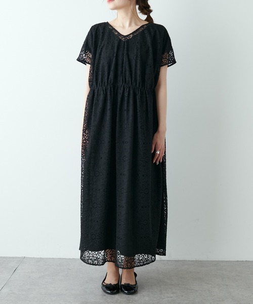 PUAL CE CIN（ピュアルセシン）の「清潔感と品の良さが漂う華やぎレースワンピース（ワンピース・レディース・ブラック/アイボリー・FREE）」の12枚目の写真