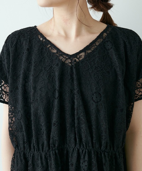 PUAL CE CIN（ピュアルセシン）の「清潔感と品の良さが漂う華やぎレースワンピース（ワンピース・レディース・ブラック/アイボリー・FREE）」の15枚目の写真