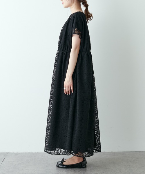 PUAL CE CIN（ピュアルセシン）の「清潔感と品の良さが漂う華やぎレースワンピース（ワンピース・レディース・ブラック/アイボリー・FREE）」の20枚目の写真