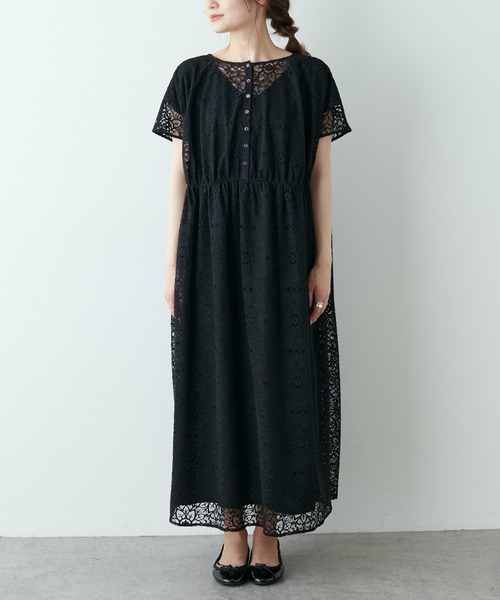PUAL CE CIN（ピュアルセシン）の「清潔感と品の良さが漂う華やぎレースワンピース（ワンピース・レディース・ブラック/アイボリー・FREE）」の19枚目の写真