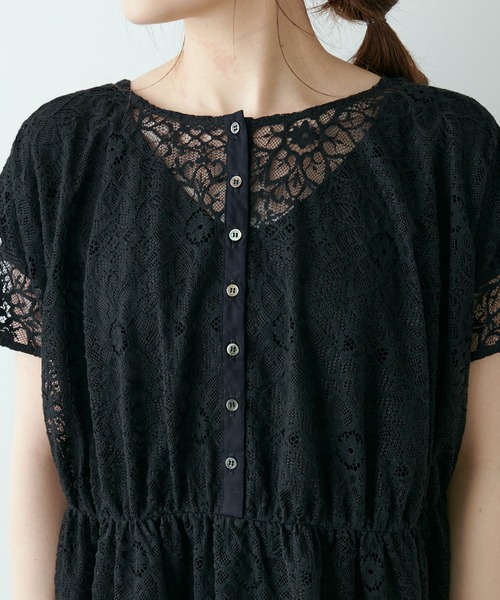 PUAL CE CIN（ピュアルセシン）の「清潔感と品の良さが漂う華やぎレースワンピース（ワンピース・レディース・ブラック/アイボリー・FREE）」の22枚目の写真