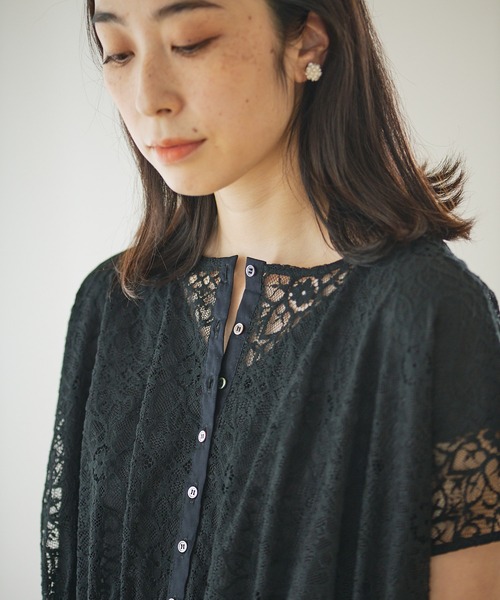 PUAL CE CIN（ピュアルセシン）の「清潔感と品の良さが漂う華やぎレースワンピース（ワンピース・レディース・ブラック/アイボリー・FREE）」の3枚目の写真