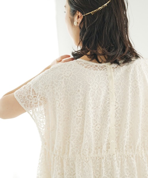 PUAL CE CIN（ピュアルセシン）の「清潔感と品の良さが漂う華やぎレースワンピース（ワンピース・レディース・ブラック/アイボリー・FREE）」の6枚目の写真