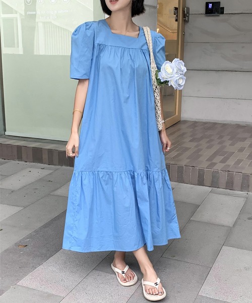 FREE STYLISTS(フリー スタイリスト)の「スクエアネック マキシ丈ワンピース(ワンピース・レディース・ブラック/ブルー/ラベンダー/ベージュ/ミント・FREE)」の19枚目の写真