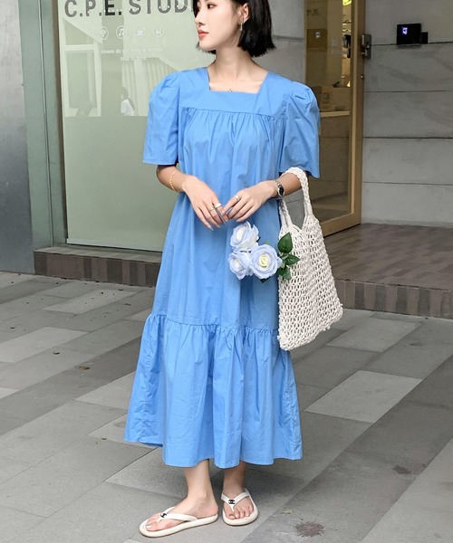 FREE STYLISTS(フリー スタイリスト)の「スクエアネック マキシ丈ワンピース(ワンピース・レディース・ブラック/ブルー/ラベンダー/ベージュ/ミント・FREE)」の18枚目の写真