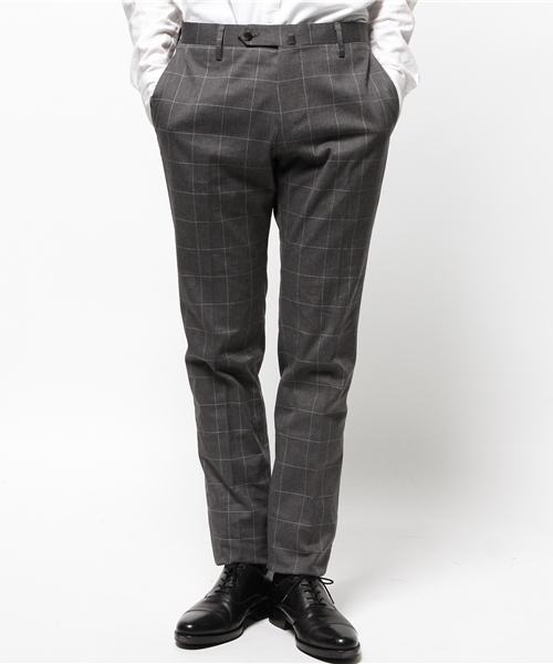 EDIFICE（エディフィス）の「◇コットンウィンドゥペン スリムテーパードパンツ（スラックス・メンズ・グレー/ホワイト/ネイビー・46/48/42/44/50）」の3枚目の写真