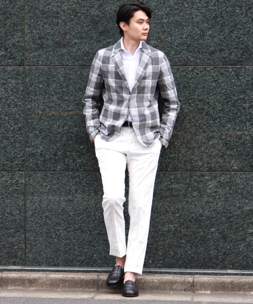 EDIFICE（エディフィス）の「◇コットンウィンドゥペン スリムテーパードパンツ（スラックス・メンズ・グレー/ホワイト/ネイビー・46/48/42/44/50）」の14枚目の写真