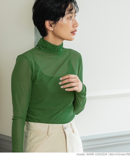 coca（coca）（コカ）の「＼新色登場／シースルーストレッチトップス（Tシャツ/カットソー・レディース・ブラック/ブラウン/ピンク/オレンジ/グリーン/アイボリー/ライトピンク/カーキ/ライトブルー・M/L）」の17枚目の写真