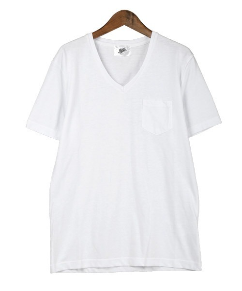 LUXSTYLE(ラグスタイル)の「無地ポケット付きVネック半袖Tシャツ(Tシャツ/カットソー・メンズ・ブラック/ネイビー/グレー/イエロー系その他/ライトピンク/ホワイト/ピンク系その他/カーキ・L/M/XL)」の22枚目の写真