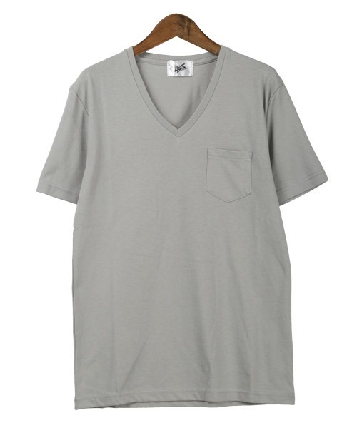 LUXSTYLE(ラグスタイル)の「無地ポケット付きVネック半袖Tシャツ(Tシャツ/カットソー・メンズ・ブラック/ネイビー/グレー/イエロー系その他/ライトピンク/ホワイト/ピンク系その他/カーキ・L/M/XL)」の10枚目の写真