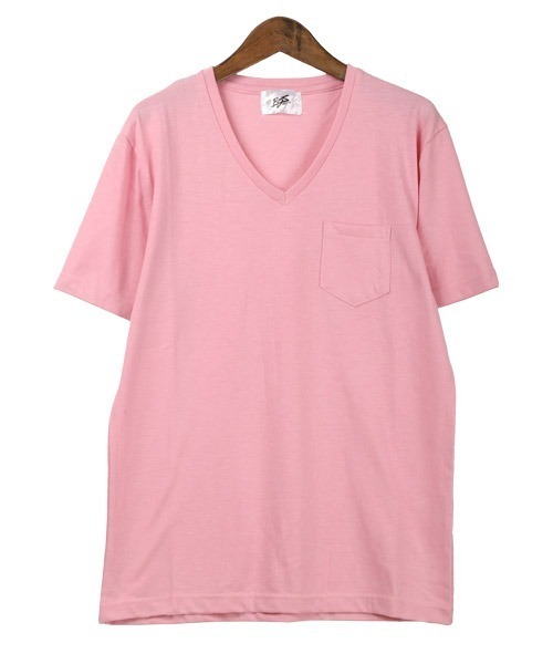 LUXSTYLE(ラグスタイル)の「無地ポケット付きVネック半袖Tシャツ(Tシャツ/カットソー・メンズ・ブラック/ネイビー/グレー/イエロー系その他/ライトピンク/ホワイト/ピンク系その他/カーキ・L/M/XL)」の11枚目の写真