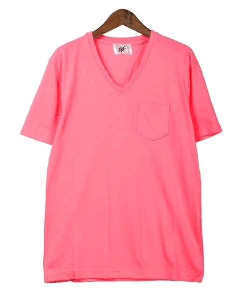 LUXSTYLE(ラグスタイル)の「無地ポケット付きVネック半袖Tシャツ(Tシャツ/カットソー・メンズ・ブラック/ネイビー/グレー/イエロー系その他/ライトピンク/ホワイト/ピンク系その他/カーキ・L/M/XL)」の12枚目の写真