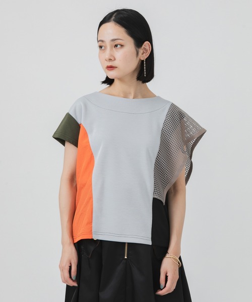 DOLLUPOOPS（ドールアップウップス）の「doll up oops アシメパッチワークプルオーバー（Tシャツ/カットソー・レディース・ブラック/カーキ・FREE）」の2枚目の写真