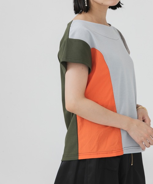 DOLLUPOOPS（ドールアップウップス）の「doll up oops アシメパッチワークプルオーバー（Tシャツ/カットソー・レディース・ブラック/カーキ・FREE）」の6枚目の写真