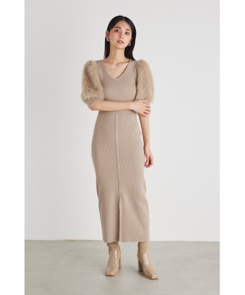 満点の rienda（リエンダ）の「2WAYショルダーシャギータイトニット ワンピース