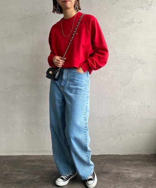 Healthknit（ヘルスニット）の「[HEALTHKNIT/ヘルスニット] 別注 ショート丈 クラシックラグランスリーブスウェット（スウェット・レディース・ブラック/アッシュグレー/ブラウン/パープル/レッド・F）」の8枚目の写真