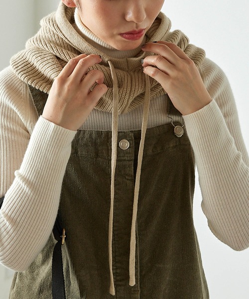 forksy.（フォルクシー）の「【forksy.】ニットフードバラクラバ（ニットキャップ/ビーニー・レディース・グレー/ブラック/アイボリー/ベージュ・FREE）」の4枚目の写真