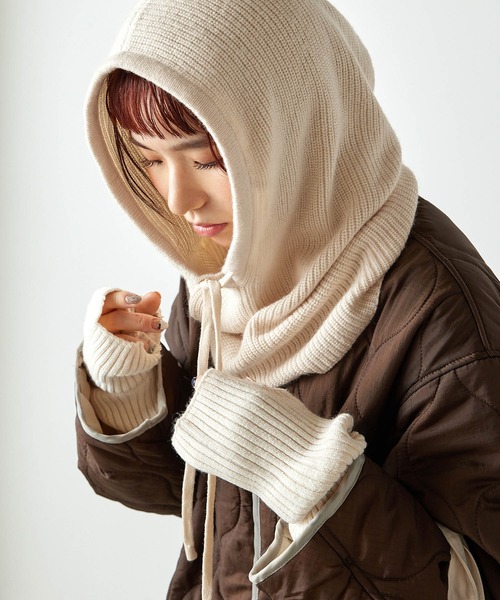 forksy.（フォルクシー）の「【forksy.】ニットフードバラクラバ（ニットキャップ/ビーニー・レディース・グレー/ブラック/アイボリー/ベージュ・FREE）」の18枚目の写真