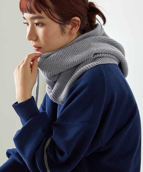 forksy.（フォルクシー）の「【forksy.】ニットフードバラクラバ（ニットキャップ/ビーニー・レディース・グレー/ブラック/アイボリー/ベージュ・FREE）」の8枚目の写真