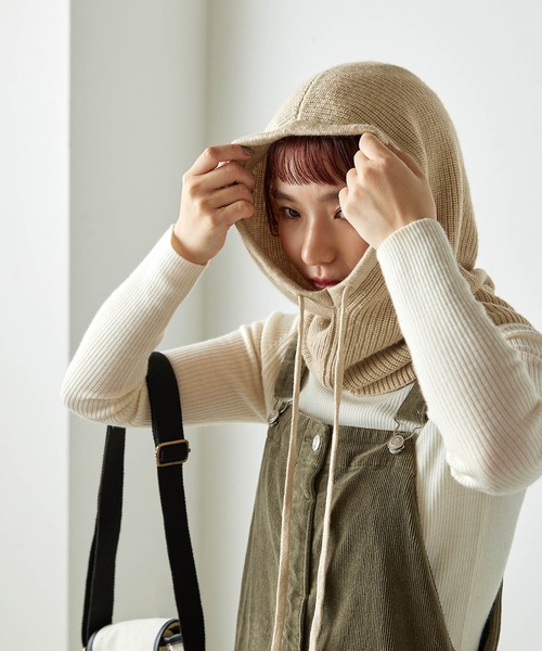 forksy.（フォルクシー）の「【forksy.】ニットフードバラクラバ（ニットキャップ/ビーニー・レディース・グレー/ブラック/アイボリー/ベージュ・FREE）」の15枚目の写真