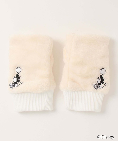 Disney(ディズニー)の「【DISNEY/ディズニ―】ワンポイント刺繍 ファーミトン 手袋(手袋・レディース・アイボリー/ベージュ/グレー/ブラック・FREE)」の4枚目の写真