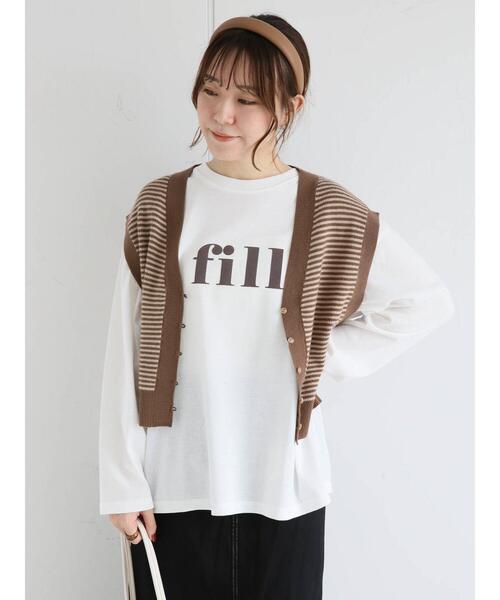 ehka sopo（エヘカソポ）の「ボーダー前開きニットベスト（ベスト